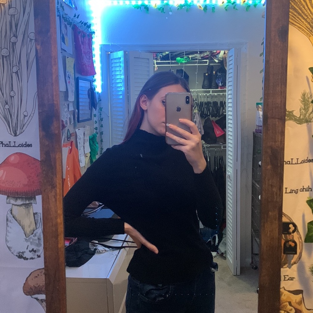 Black soft turtleneck sweater